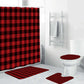 Red Plaid Shower Curtain, Buffalo Plaid Bathroom Curtain