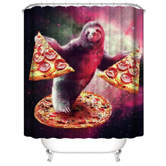 Funny Pizza Sloth Shower Curtain