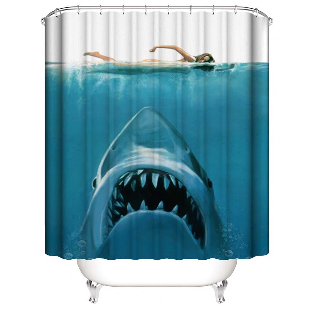 Shark Eyeing Swimmer Horror Movie Jaws Shower Curtain