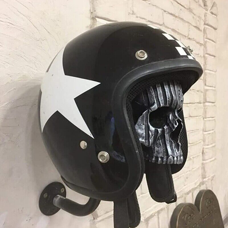 Motocycle Skull Helmet Wall Mount, Resin Skull Helmet Rack