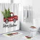 Christmas Red Truck Shower Curtain, Merry Christmas Bathroom Curtain