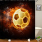 Flame Soccer Ball Shower Curtain | Soccer Shower Curtain