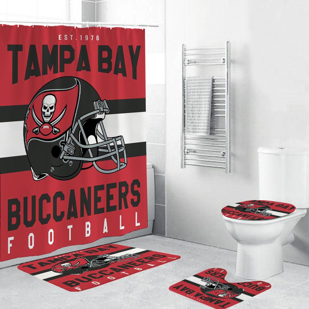 Sport Football Team Helmet Flag Tampa Bay Buccaneers Shower Curtain