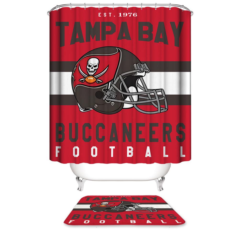 Sport Football Team Helmet Flag Tampa Bay Buccaneers Shower Curtain