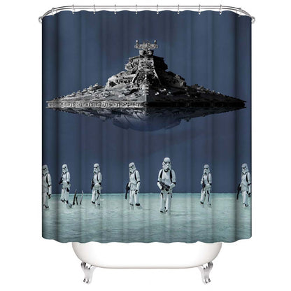 Stormtroopers and Spacecraft Star Wars Shower Curtain, Science Fiction Bathroom Decor