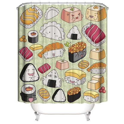 Cute Cartoon Sushi Shower Curtain | Cartoon Sushi Shower Curtain