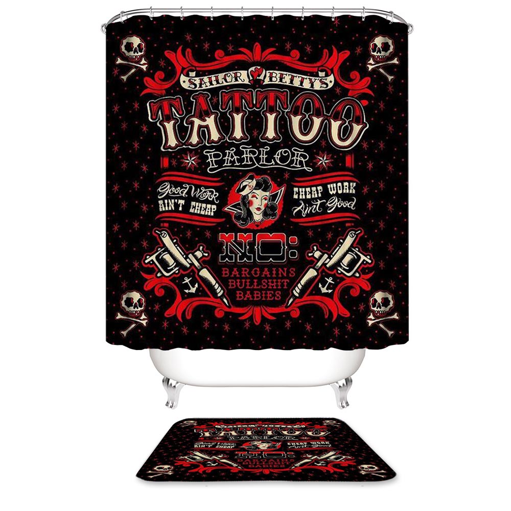 Sailor Bettys Tattoo Parlor Shower Curtain | Tattoo Style Shower Curtain