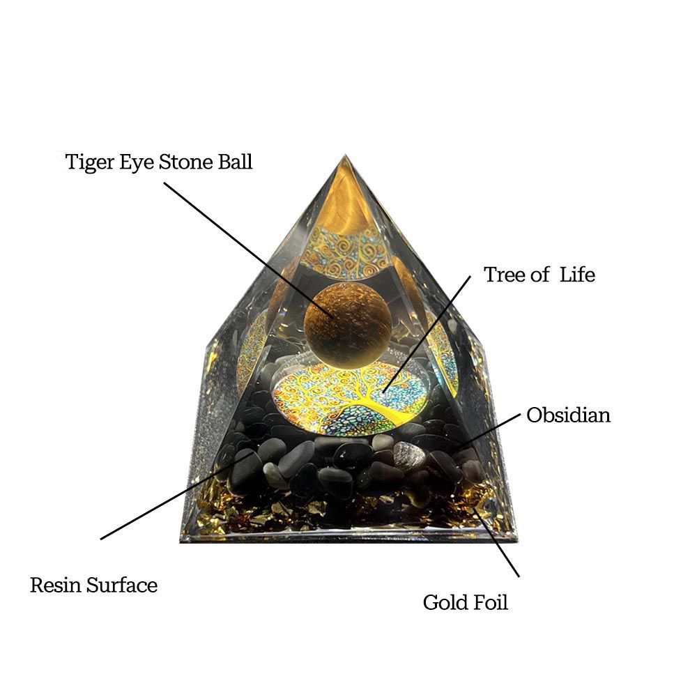 Tiger Eye Ball Tree of Life Orgone Pyramid