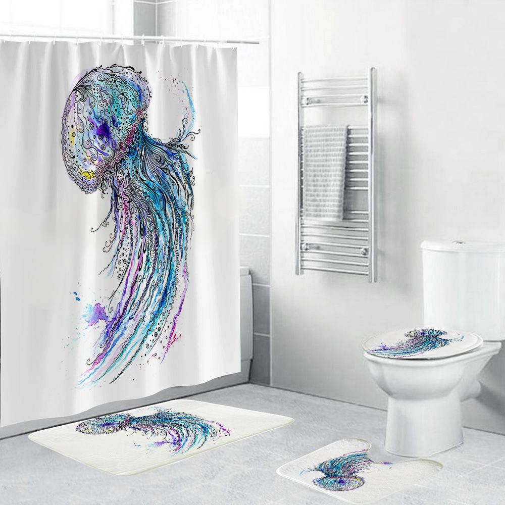 Watercolor Ocean Animal Jellyfish Shower Curtain