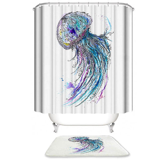 Watercolor Ocean Animal Jellyfish Shower Curtain