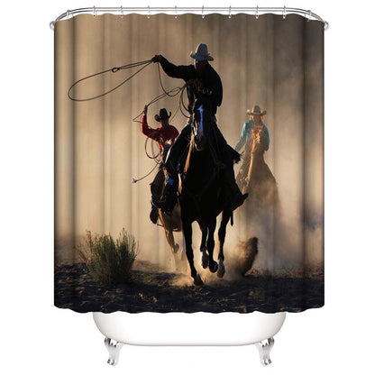 Country Cowboy Riding Horse Western Cowboy Shower Curtain | Western Themed Shower Curtain