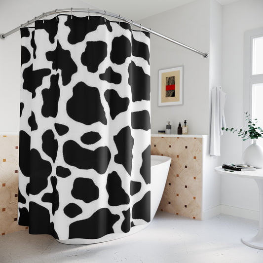 Farm Black White Pinto Cow Print Shower Curtain