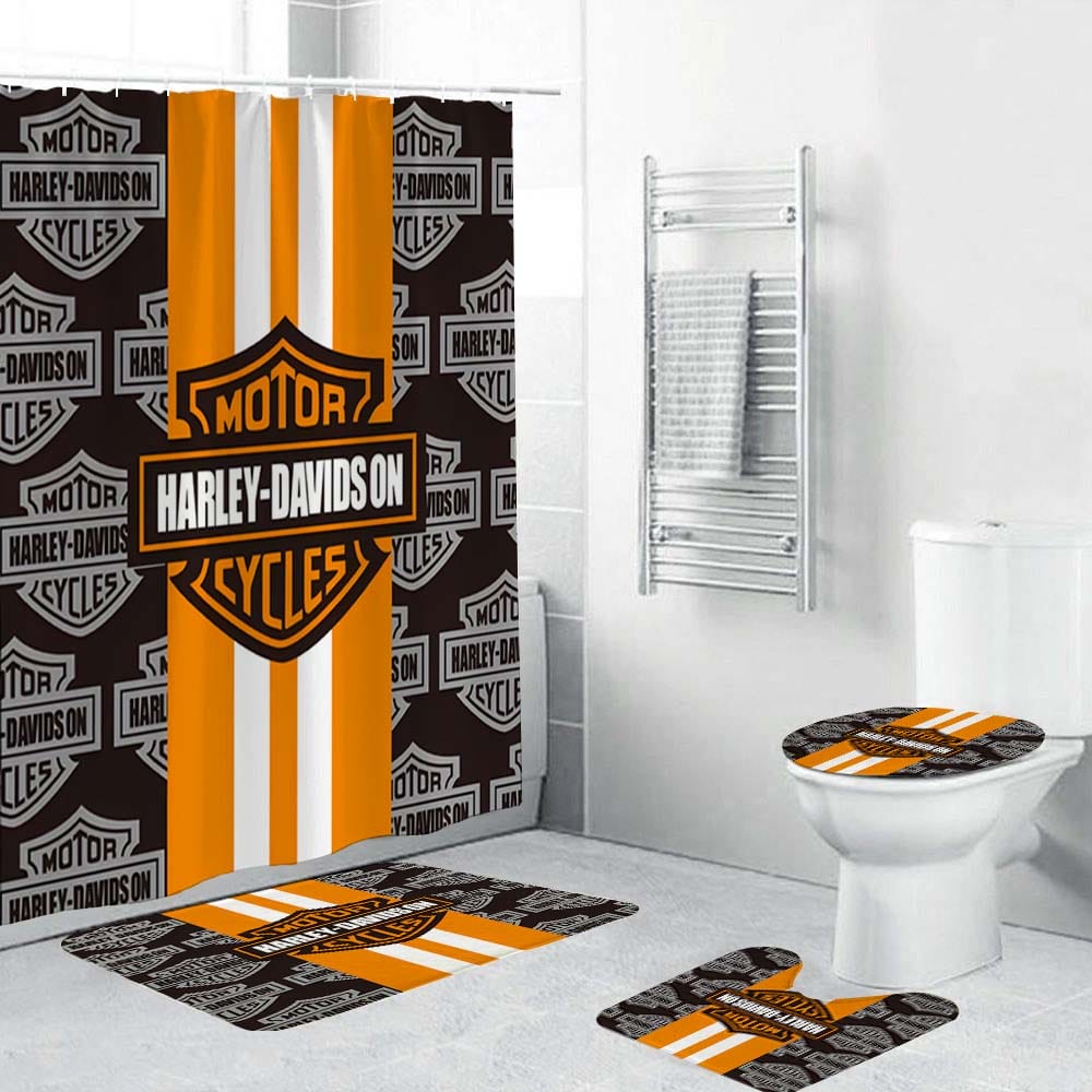 Harley Davidson Shower Curtain Set, Motro Style Harley Davidson ...