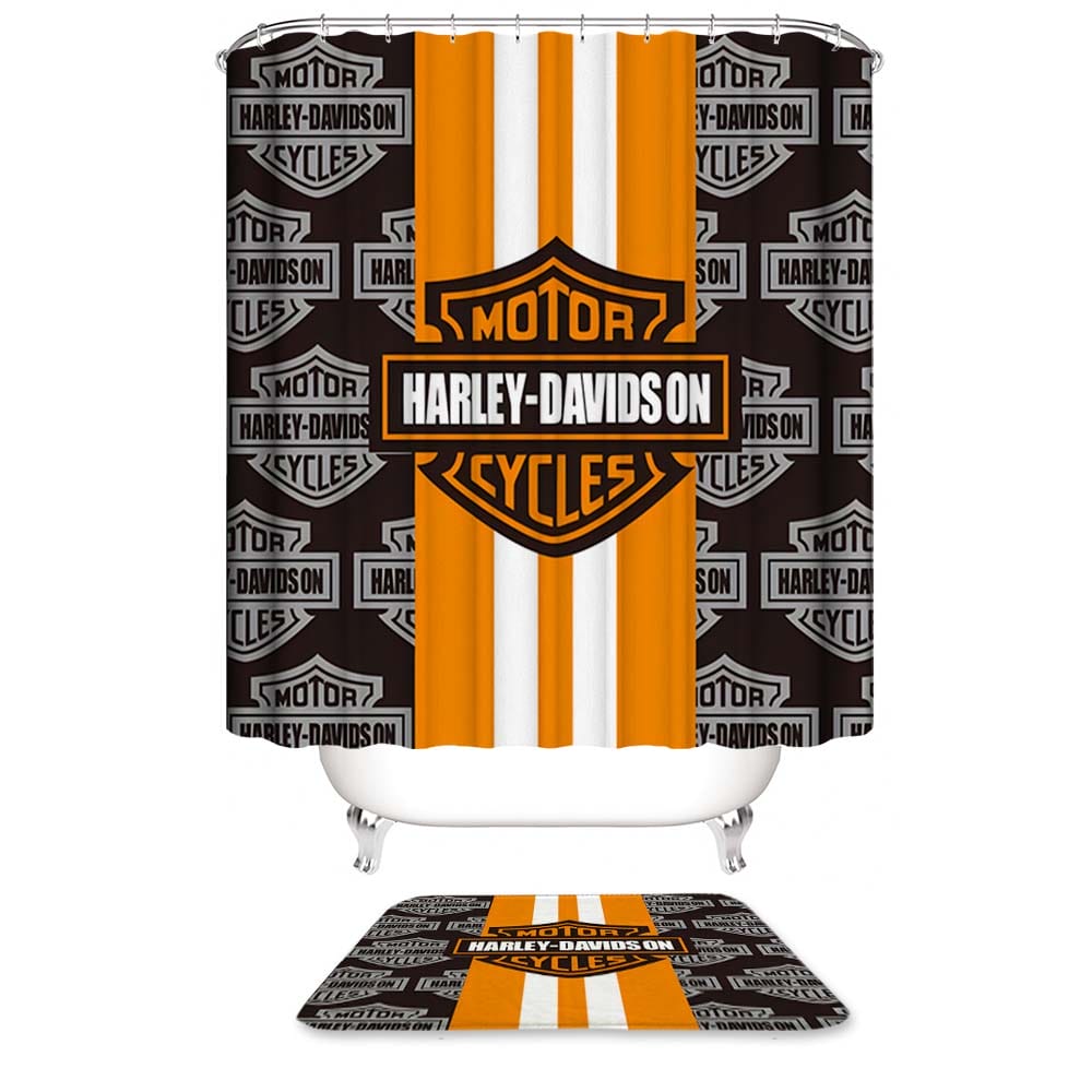 Harley Davidson Shower Curtain Set, Motro Style Harley Davidson Bathroom Curtain