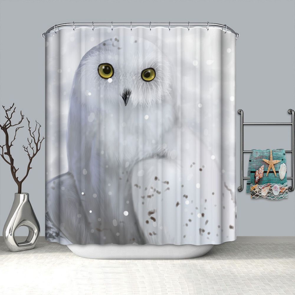 White Owl Fabric Shower Curtain | White Owl Shower Curtain