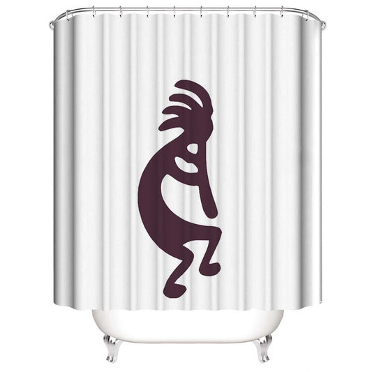 White Simple Humpbacked Flute Player Kokopelli Shower Curtain | Humpbacked Flute Player Shower Curtain