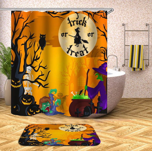 Witches and Zombies at Dusk Halloween Shower Curtain | Dusk Halloween Shower Curtain